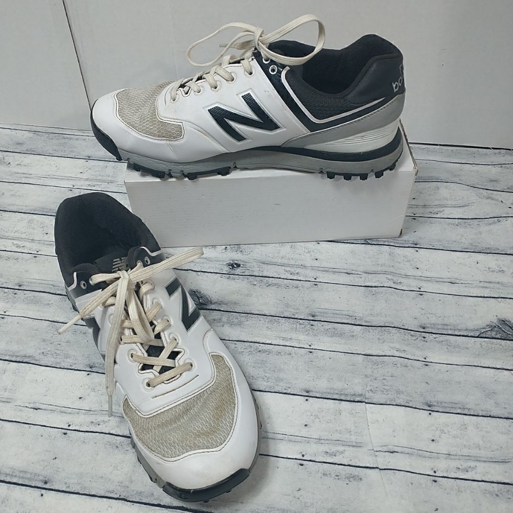 New Balance Golf Shoes Spikeless Men's NBG518 Lace Up White Black Size 9.5D